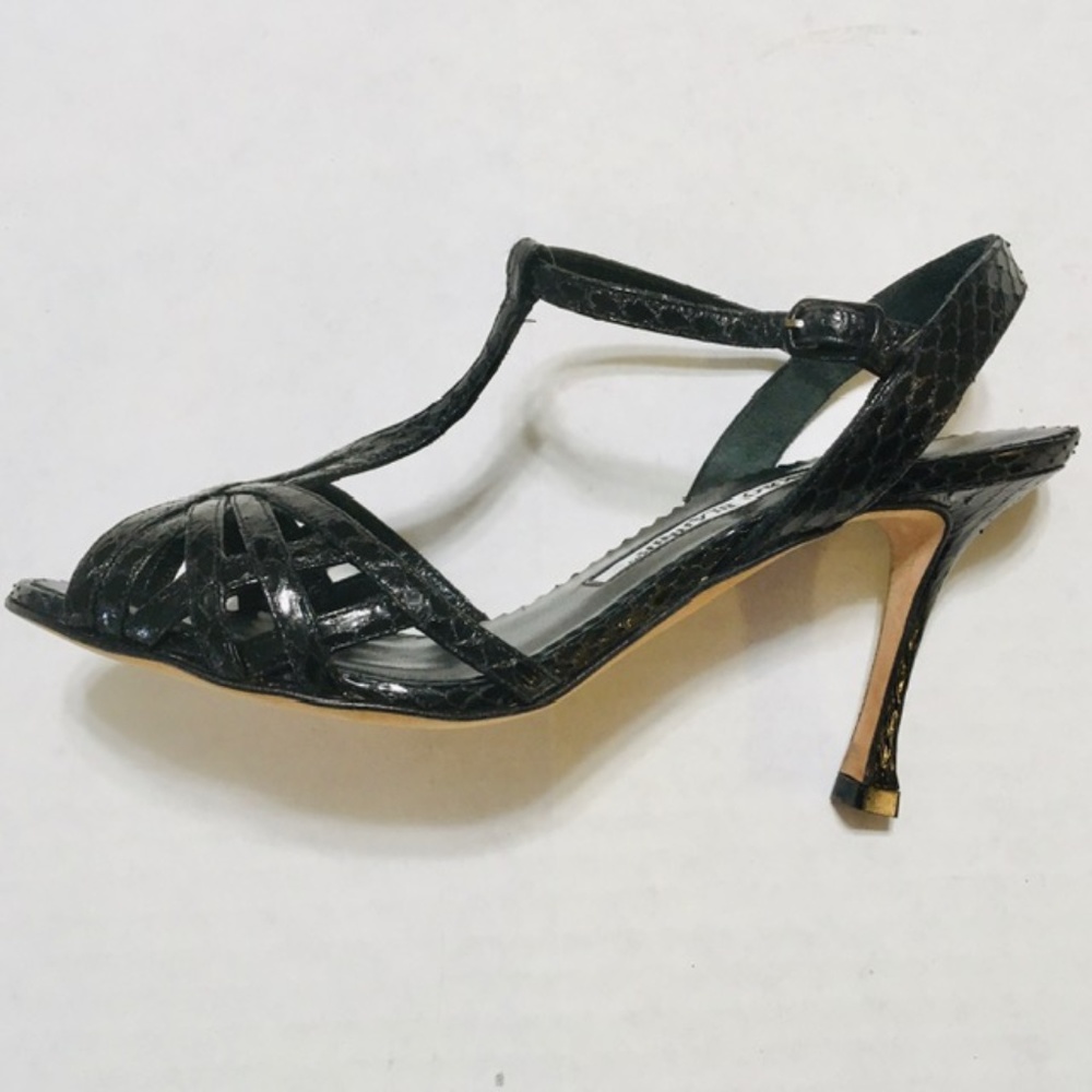 Manolo Blahnik Authentic Black Heel Sandal 4.5